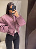Stand Collar Side Placket Suit Jacket Women Elegant Long Sleeve Button Pocket Loose Coats Spring Chic Office Lady Outerwears