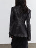 Women Dark Gray Pu Leather Irregular Slit Blazer Lapel Long Sleeve Jacket Tide Spring Autumn 1DH4722