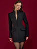 Long Sleeve Single-breasted Sexy Mini Blazer Dress Women Turtleneck Two Pocket Club Party Blazers Dress Office Lady