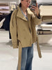 Spring Stand Collar Double Breasted Trench Coat For Women Elegant Long Sleeve Lace Up Jacket Lady Street Chic Outerwear