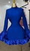 Women O-neck Long Flare Sleeve Ruffles Mini Dress Spring Sweet Sexy Birthday Evening Night Party Vestidos Dresses