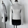 Knitwear 2 Piece-Set Female Vest Ribbed Turtleneck And Casual Patchwork Cover up Outfits Women's Knit Pullover Top