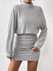 Women's Autumn Winter High Neck Knitted Sweater Dress Female Casual Solid Loose Long Sleeve Warm Mid Length Dresses