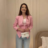 Pleated Waist Cinching Blazer Coat Women Chic Deep V-neck Full-sleeve Single Breasted Slim Coats Lady Commute Jacket