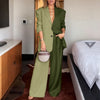 Women Blazer Suit Autumn 2 Piece Sets 2PCS Office Outfits Long Sleeve Blazer Wide Leg Pants Sets Tracksuit