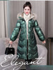 Winter Large Fur Collar Belt Thicken Down-cotton Jacket Women's Mid-length Coats Warm Slim Puffer Jacket Windbreaker Jacket