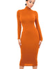 Winter Black Turtleneck Sexy Women Dress Autumn Long Sleeve Skinny Midi Boydcon Casual Blue Plush Knee-Length Party