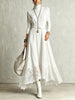 Women Vintage Boho Turtleneck Long Sleeve Maxi Dress Lace Hem Sashes Waist Flowy Long Dress Fall Winter Elegant Ladies Robe