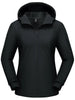 Womens Fleece Lined Softshell Jacket Waterproof Hiking Coat with Hood Thumbholes Lightweight Windproof Full Zip Jacket