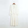 Long Sleeves with Belt Knitted Dresses Beaded Button Black Long Gown Belted Slim Bow White Dress Autumn Elegant Women's Clothing