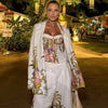 Women's Floral Print Three Piece Set Blazer Corset Top Wide Leg Pant Spring Lady Casual Daily Vacation Party Outfit