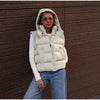 Two Wear Women's Winter Jacket Detachable Sleeve Padded Coat Stand Collar Hooded Puffer Coat Short Padded Coat Padded Vest