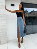 Autumn Women High-waist Retro Button Irregula Skirt Slit Washed Blue Denim Skirts Woman Package Hip Jeans Skirt Streetwear