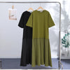 Solid Color Loose Fit Flare Sleeve Tiered Dress Crew Neck Ruffle Hem Pleated Long Maxi Dresses Spring Chic Casual Outwear