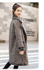 Autumn Winter Plaid Cotton Jacket Women's Warm Temperament Polo Collar Wool Coat Female Long Parkas Overcoat