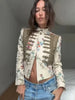 Vintage Napoleon Cropped Jacket Women Floral Embroidery Stand Collar Short Blazer Fringe Hem Long Sleeve Street Outerwear