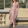 Elegant Printed Dress Lapel Single Breasted Long Sleeved Slim Fitting Dresses Spring Autumn Vintage Women's Clothing
