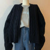 Solid Color Zipper Knitted Cardigan Women Autumn Winter Casual Twist Long Sleeve Sweater Jacket
