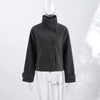 Solid Faux Suede Jackets Women's Stand Collar Full Sleeves Zip Cropped Coat Autumn Winter Lady Casual Outerwear