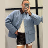 Oversized Tie Waist Short Trench Coat Stand Collar Long Sleeve Patch Pockets Spring Chic Daily Casual Women Jacket