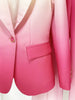 High Street Designer Suit Set Women's Gradient Color Printed Single Button Blazer Flare Pants Suit 2pcs