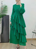 Spring Ruffles Pleated Dress Women Round Neck Flare Sleeves Loose Chic Long Length Female Party Clothes 2DA3391