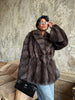 Women Elegant Fake Fur Coat Bell Sleeve Lapel Suede Surface Girdle Coats Unique Temperament Winter High Street