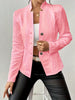 Autumn and Winter Woman Textured Button Front Blazer Stand Collar Long Sleeve Fit for Office and Casual Wear Suit Jacket