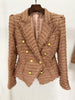 High Street A/W Designer Jacket Women's Classic Lion Buttons Tassel Fringed Tweed Blazer