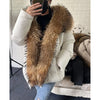 White Duck Down Jacket Winter Women Warm Loose Coat Natural Real Fox Fur Collar Thick Outerwear Parkas