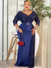 Plus Size African Party Dresses for Women Dashiki Sequin Sexy Bodycon Long Dress Elegant Muslim Wedding Evening Gown