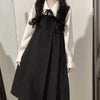 Dress Sets Women Peter Pan Collar Flared Sleeve Shirt + Square Collar Japanese Dress Two-piece Suit Girl