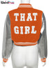 Fluffy Letter Short Jacket Varsity Women Hipster Leather Sleeve Patchwork Y2K Baseball Casual Wild Streetcoat Outwear