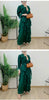 Ruffles Pleated Dress Women Round Neck Flare Sleeves Solid Maxi Belt Dresses Party Spring 2AA1502