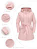 Spring Autumn Hooded Water-repellent Jacket with Belt Thin Casual Loose Trench Coat Women Windbreaker