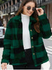 Women Plush Coat Jackets Plaid Print Outerwear Thick Warm Single Breasted Turn Down Collar Overcoat Office Lady Autumn Winter
