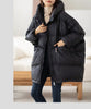 Lagabogy Winter Women White Duck Down Jacket Casual Loose Over Size Warm Parka Female Drawstring Hooded Puffer Coat