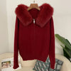 Knitwear Cardigan Women Spring Knitted Jacket Female Autumn Hooded Real Fox Fur Coat Natural Short Fur Coat Casual
