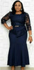 4XL 5XL Plus Size Christmas Dresses Women O Neck 3/4 Sleeve Long Maxi Dress Lace Patchwork Night Party Dress