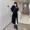 Side Slit Knitted Dress Women Autumn Winter Loose O Neck Pullover Oversize Long Sweater Dress Korean Solid Color Dresses