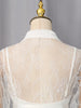 White Two Piece Set for Women Lapel Flare Sleeve Spliced Ruffles Lace Blouse High Waist Simpel Vest Dress Fairy Suit Female