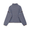 Spring Striped Loose Knit Cardigans Women Casual Turtleneck Zip-up Pink Sweater Coat Women Knitwear Streetwear