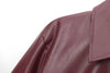 Wine Red Faux Leather Jakcet Outerwear Thicken Zipper Lapel Pu Coats Autumn Winter Streetwear Ladies Tops Women