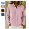 Holiday Button Knitted Lapel Sweater Cardigan Coat Autumn And Winter Solid Color Casual Women's Clothing Sweater