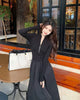 Black Long Dresses for Women Korean Simple High Waist Zipper-Up Turtleneck A-Line Dress Ladies French Style High Street Vestidos