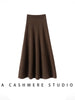 Chic Women Sweater Suite Skirt 100% Cashmere A-Line Skirt Autumn Winter Wave Skirt Elastic Knee Length Dress Sequins French Knit