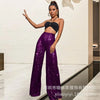 Women's Solid Color Wide-leg Pants Casual Elegant Black Sequins Holiday For Women Long Pant Womens Clothing