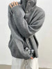 Simple Single-Breasted Sweater Women Streetwear Vintage Loose Knitted Cardigan Female Y2K Turtleneck Knitwear Jacket