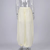 Elegant Apricot Loose Pleated Bloomers Women Casual Elastic Waist Trousers Female Spring Sheer Long Pants
