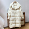 Women White Duck Down Long Jacket Autumn Winter Warm Casual Over Size Loose Outwear Soft Comfortable Coat